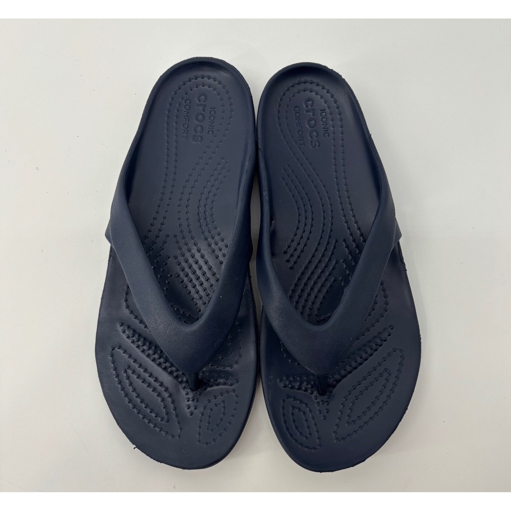 Crocs Kadee II Flip Flops Women's Size 6 Navy Blue Iconic Comfort
